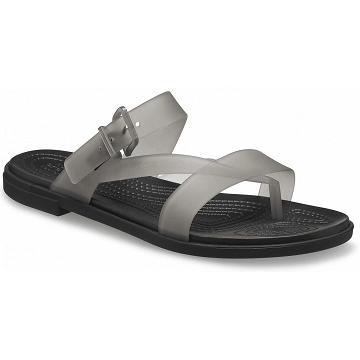 Crocs Tulum Translucent Toe Post Strandpapucs Női Fekete | HU 0193AHKP